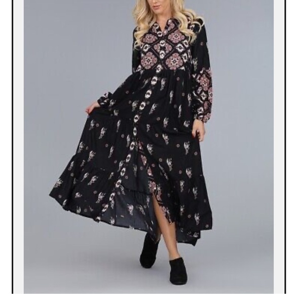 Ananda’s Collection Button Down Maxi Dress Long Sleeve India 100% Rayon - Picture 4 of 14